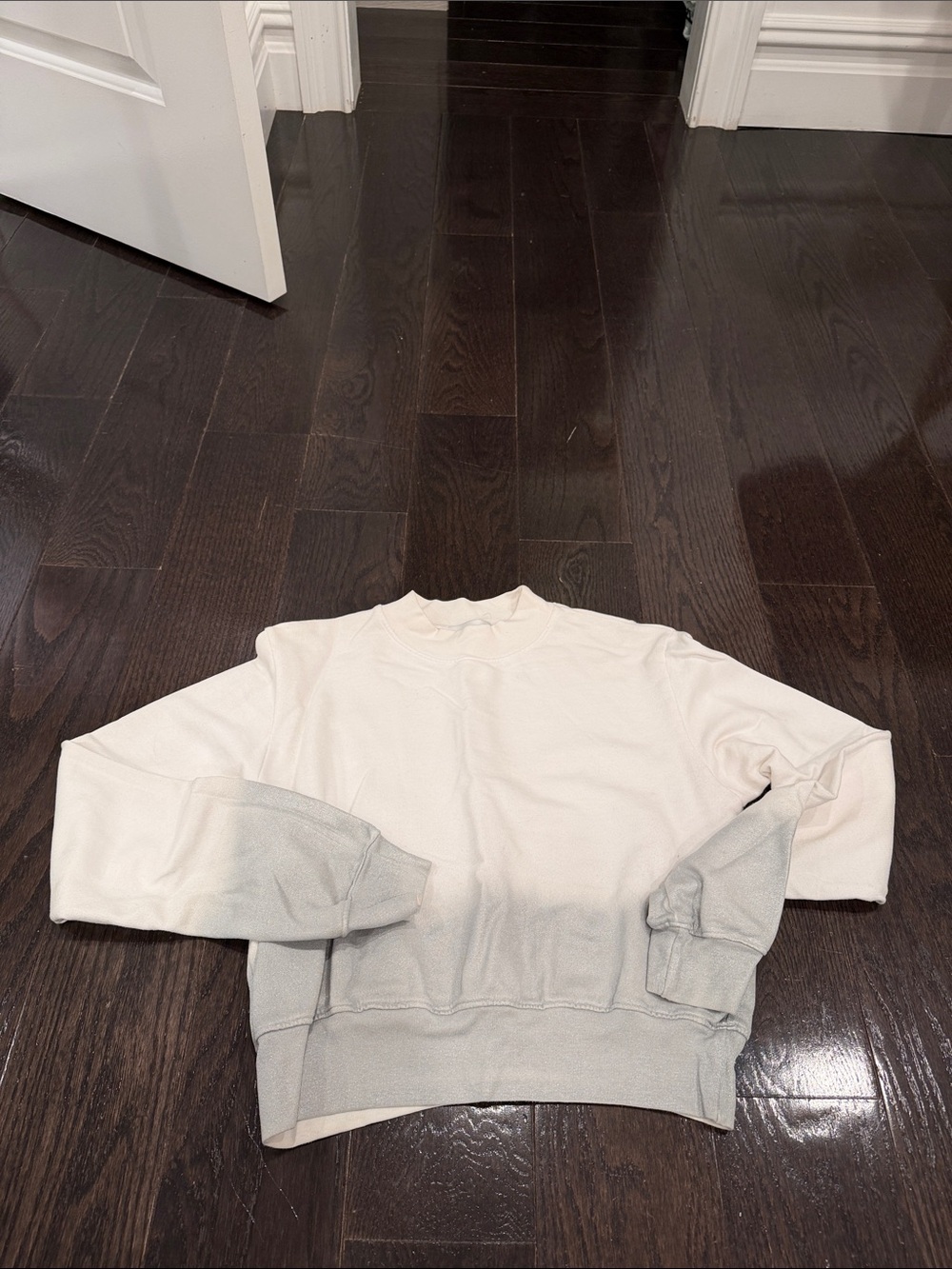 Cotton Citizen White to Light Gray Ombre Crewneck Sweater